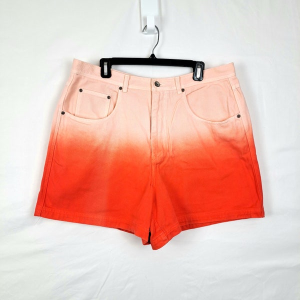 Vintage 90s Orange Ombre High Waist Denim Shorts, Size 37 Waist