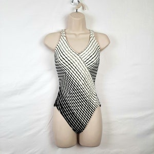 Vintage 80s Black and White One-Piece Swimsuit