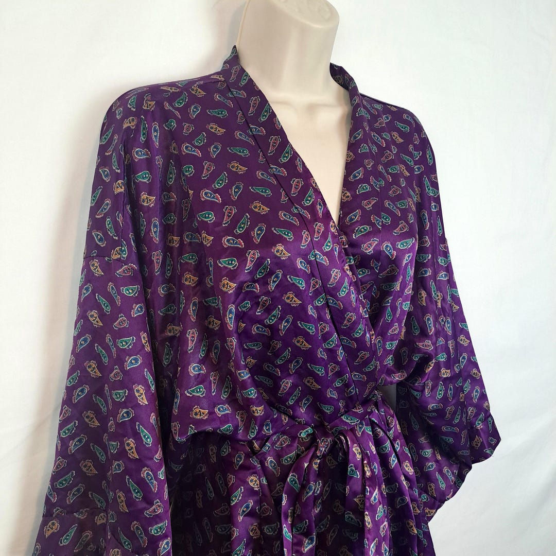 Vintage 90s Purple Paisley Lingerie Robe - Etsy