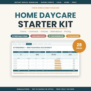 Daycare Forms Starter Kit, Childcare Contract, Parent Handbook, Sign In Sheet, Daily Report Printable