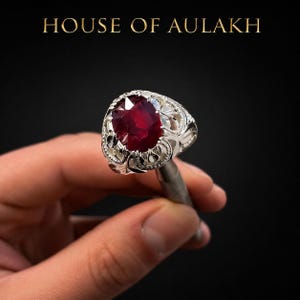 Natural Ruby Ring Men's Sterling Silver Statement Ring | Oval Yakoot Gemstone