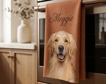 Custom Pet Portrait Tea Towel, Personalized Dog Kitchen Towel, Dog Mom Gift, Custom Pet Gift, Pet Photo Dish Towel,Pet Lover Kitchen Decor