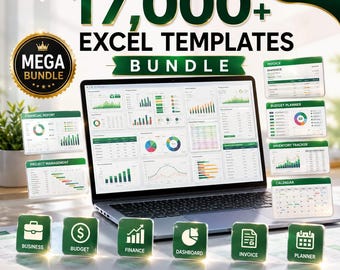 17,000+ Excel Templates Bundle | Business, Finance, Planner (Digital Download)