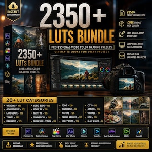 2350+ LUTs Bundle | Video Editing Presets | Cinematic, Wedding, Drone, Food, HDR LUTs | Instant Digital Download