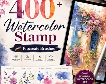 400+ Watercolor Stamp Procreate Brushes | Digital Painting, Illustrations (Instant Download)