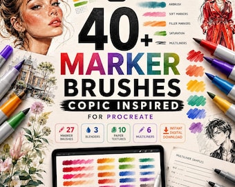 Procreate Marker Brushes | Copic Inspired, Blenders, Textures (Digital Download)