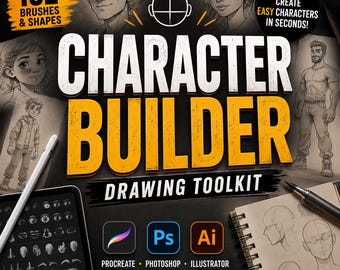 Character Builder Procreate Brushes, Drawing Toolkit (Digital Download)