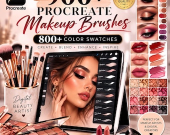 900+ Procreate Makeup Brushes Bundle | 800+ Color Swatches (Digital Download)