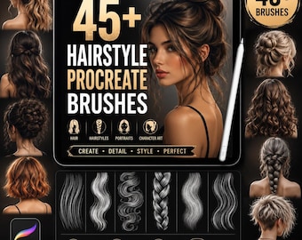 45+ Hairstyle Procreate Brushes, Digital Art Download for iPad