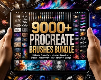 9000+ Procreate Brushes Bundle, Sketch, Watercolor, Ink, Texture, Stamps (Digital Instant Download)