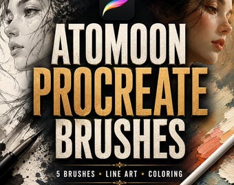 ATOMOON Procreate Brushes | Realistic Line Art, Coloring, Texture (5 Brushes)