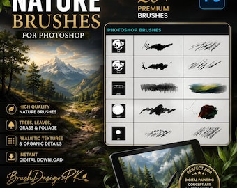 20 +Nature Photoshop Brushes | Trees, Leaves, Grass, Foliage (Digital Download)
