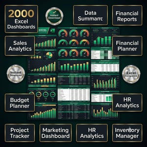 2000 Excel Dashboard Templates Bundle | KPI, Finance, Sales, Analytics (Digital Download) image 6