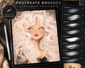 8+ Realistic Hair Procreate Brushes | Digital Art Tools (Digital Download)