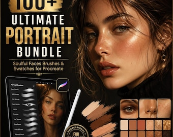 100+ Procreate Portrait Brushes Bundle, Skin Tones, Face Painting (Digital Download)