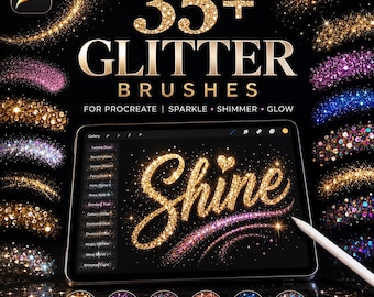35+ Procreate Glitter Brushes | Sparkle, Shimmer, Glow Effects (Digital Download)