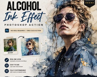 Alcohol Ink Photoshop Action, Abstract Photo Effect (Digital Download)