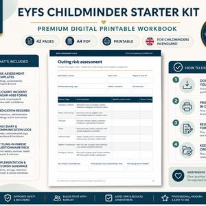 UK Childminder Starter Pack, EYFS Forms Bundle, Risk Assessments, Accident, Medication & Daily Diary
