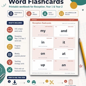 High Frequency Word Flashcards Printable PDF, Reception Year 1 Year 2, UK Common Exception Words