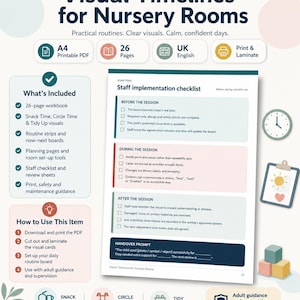 Nursery Visual Timetable Printable, EYFS Routine Cards, Now & Next Board, Planning Workbook PDF