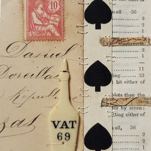 COLLAGE DE L'ARTISTE Mini-carte d'art. objet de collection