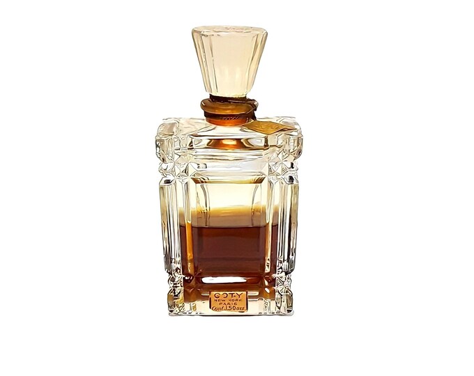 Antique Le Vertige Perfume by Coty 1.5 oz Parfum Baccarat Crystal Bottle Sealed Art Deco