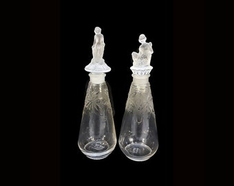 Antique Pair Richard Hudnut Perfume Bottles Julien Viard Figural Stoppers