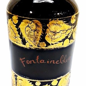 Antique Fontainebleau Perfume Industria Argentina Vintage 1920s Locion Bottle Gilded Black Glass Art Deco image 3