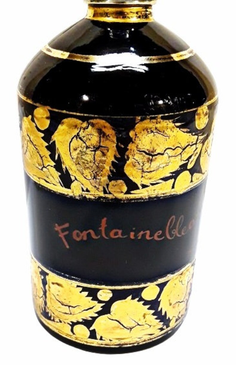 Antique Fontainebleau Perfume Industria Argentina Vintage 1920s Locion Bottle Gilded Black Glass Art Deco image 3