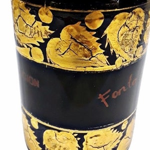 Antique Fontainebleau Perfume Industria Argentina Vintage 1920s Locion Bottle Gilded Black Glass Art Deco image 6