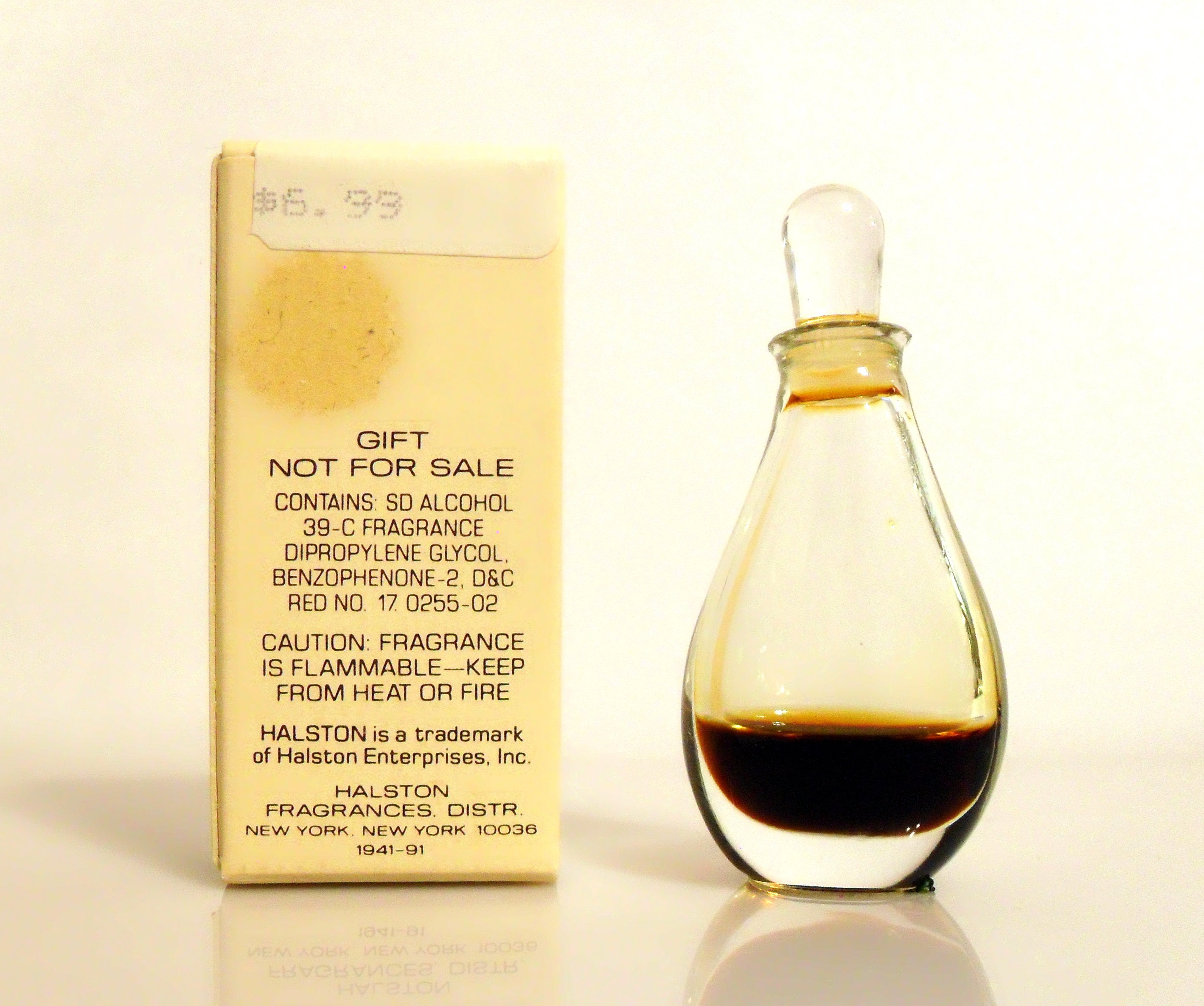 Vintage 1990s Halston by Halston 1/8 oz Pure Parfum Mini Miniature