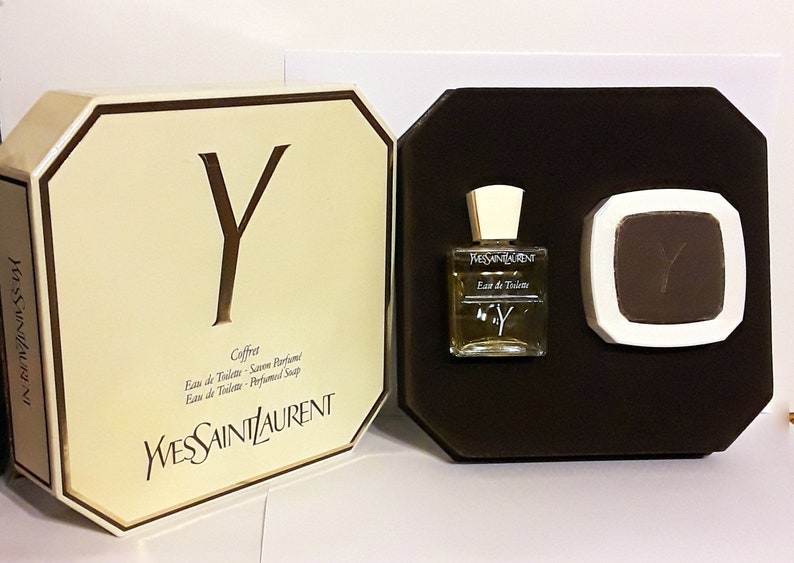 Vintage Y by Yves Saint Laurent eau de toilette 1,7 oz et 100 g de savon dans une boîte parfum original des années 1970 image 2