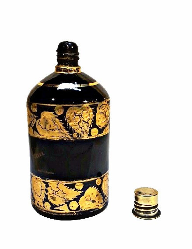 Antique Fontainebleau Perfume Industria Argentina Vintage 1920s Locion Bottle Gilded Black Glass Art Deco image 9