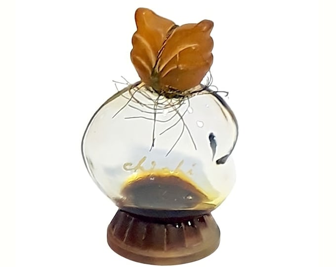 Antique Chi Chi Perfume by Renoir 1/4 oz Parfum Mini Bottle 1940s Surrealism Heart Miniature