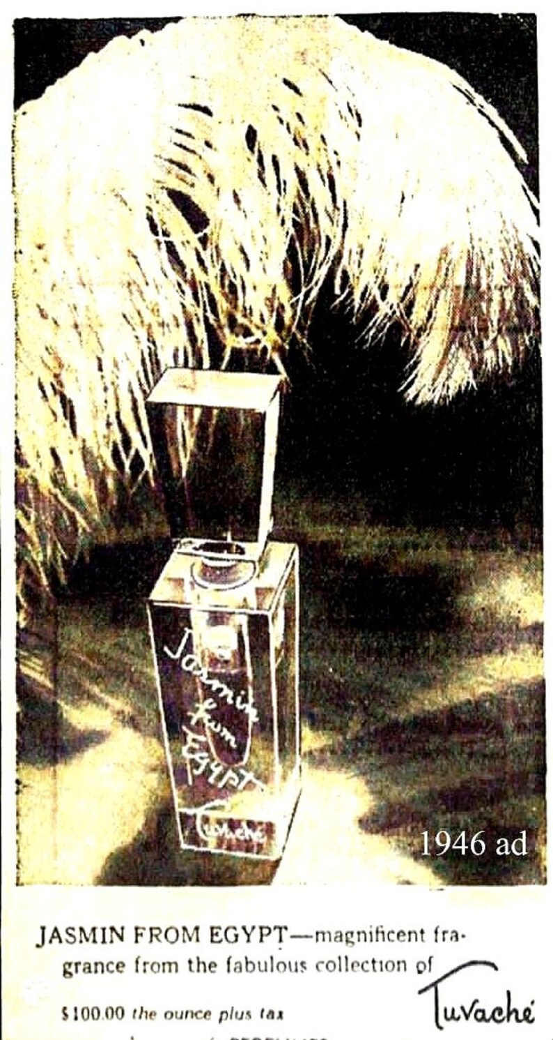 Vintage Jasmin from Egypt Perfume by Tuvache Heavy Cut Crystal Bottle 1940s Very Rare Parfum Flacon image 10