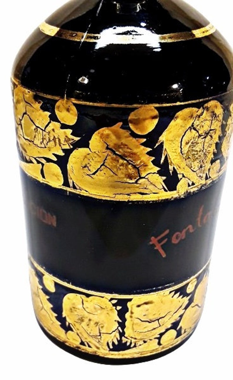 Antique Fontainebleau Perfume Industria Argentina Vintage 1920s Locion Bottle Gilded Black Glass Art Deco image 7