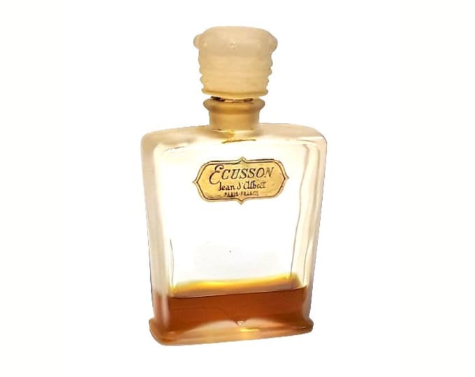 Vintage 1950s Ecusson Perfume by Jean d'Albret 3.5 oz Eau de Cologne Splash Frosted Crown Stopper Bottle