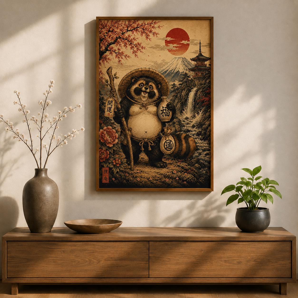 Japanese Tanuki Painting - Etsy