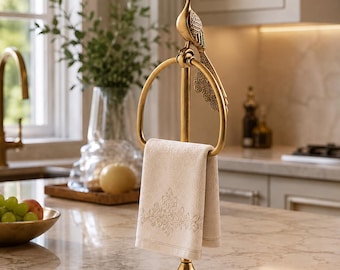 Brass Peacock Towel Ring: Freestanding Vintage Style Hand Towel Holder