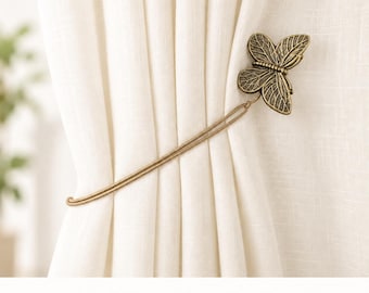 Antique Bronze Butterfly Magnetic Curtain Tieback, No Drill Curtain Tie with Magnet Clasp, Gold or Silver Butterfly Holdback for Drapes