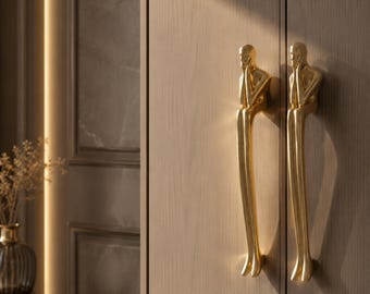 Brass Figure Cabinet Handle Modern Human Sculpture Drawer Pull Furniture Door Handle
