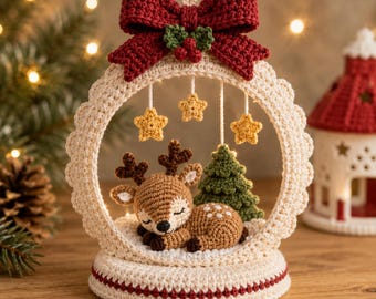 Crochet Reindeer Ornament Pattern | Amigurumi Christmas Bauble Tutorial (PDF Download)