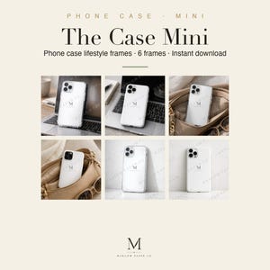 Phone Case Mockup, Clear Case Mini Bundle 6 Lifestyle Frames, Desk and Bag Scene Mock Up Set, Instant Download