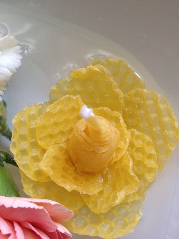 Items similar to Rose Floating Beeswax Candle on Etsy