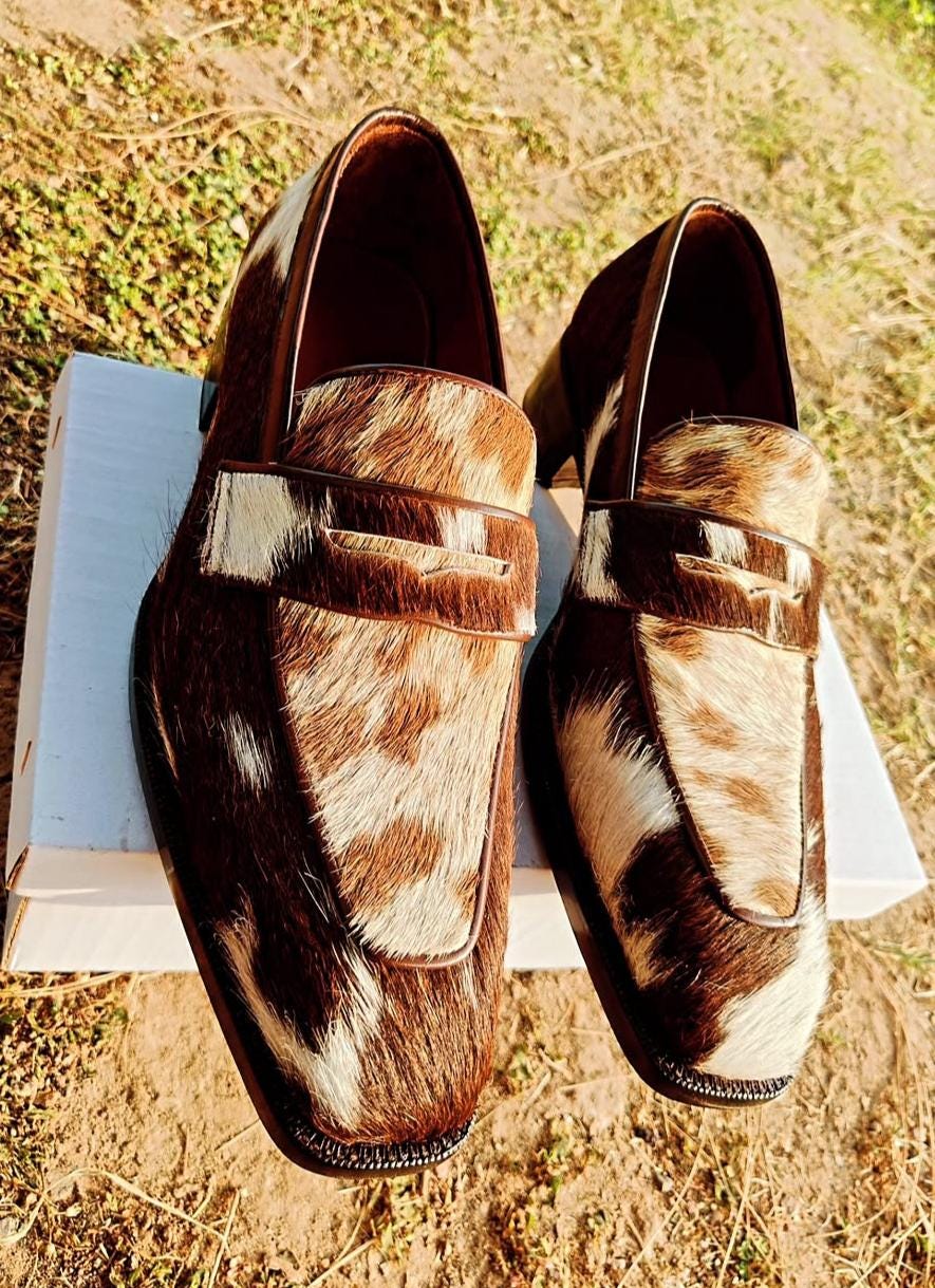 Cow Print Loafer Men - Etsy