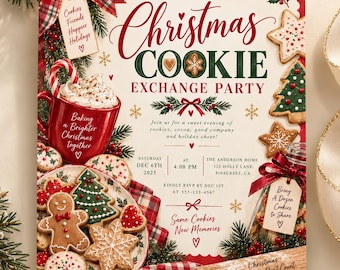 Christmas Cookie Exchange Invitation Holiday Cookie Swap Party Invite Christmas Baking Party  Printable Christmas Party Invitation