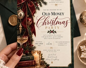 Old Money Christmas Party Invitation Elegant  Christmas Party Invite  Editable Canva Holiday Invitation  Luxury Christmas Digital Invite