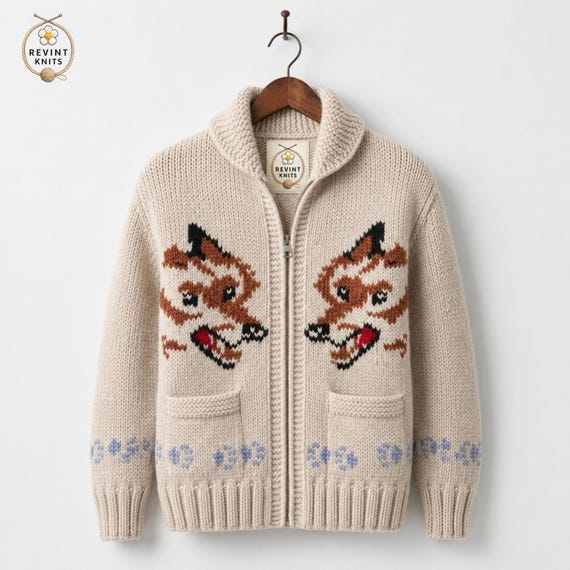 Project Hail Mary Inspired Wolf Cardigan, Wool Blend Nordic Zip Up Gift