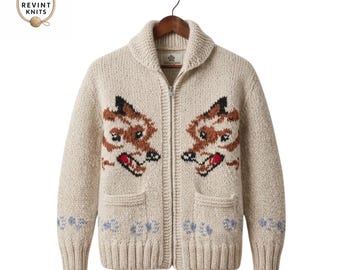 Hail Mary Inspired Wolf Cardigan, Cotton Wool Blend Nordic Zip Up Sweater Gift