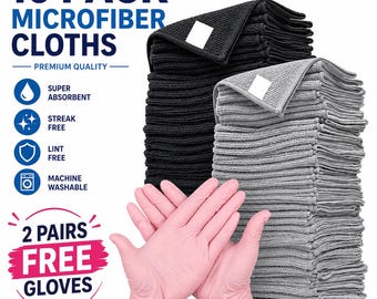 Microfiber Cleaning Cloth Set 5 or 10 Pack, Ultra Absorbent Kitchen Towels, Car Drying Cloth, Glass Cleaning Rag, Streak Free Wipes